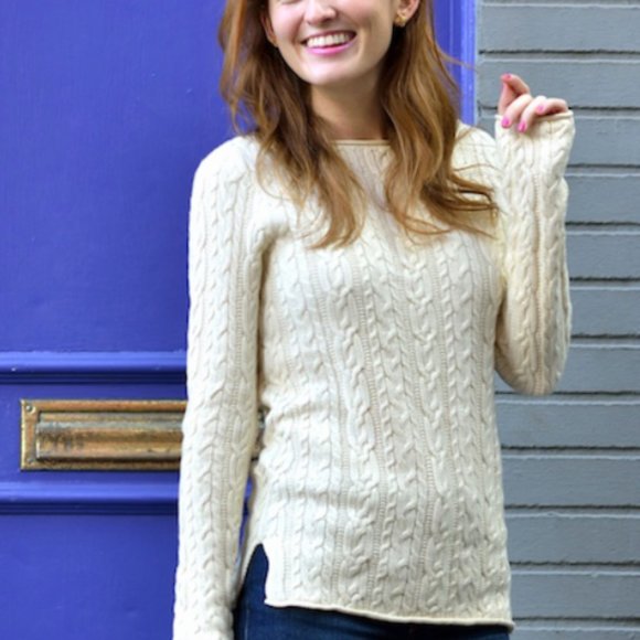 Alpaca cream coquette fisherman’s sweater nwt L - Picture 1 of 6